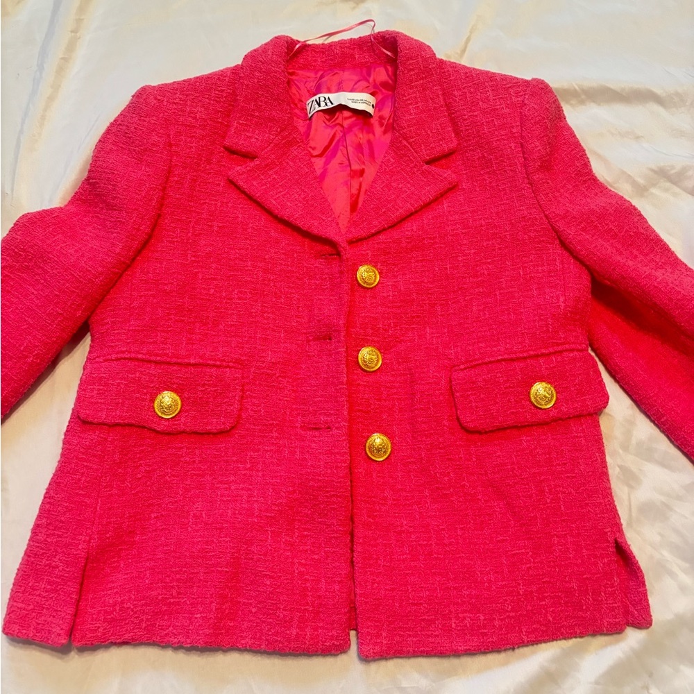 Zara hot Pink Textured Blazer